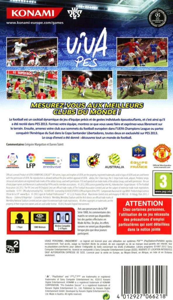 PES 2013: Pro Evolution Soccer - Sony PlayStation Portable (PSP) video game collectible - Main Image 2