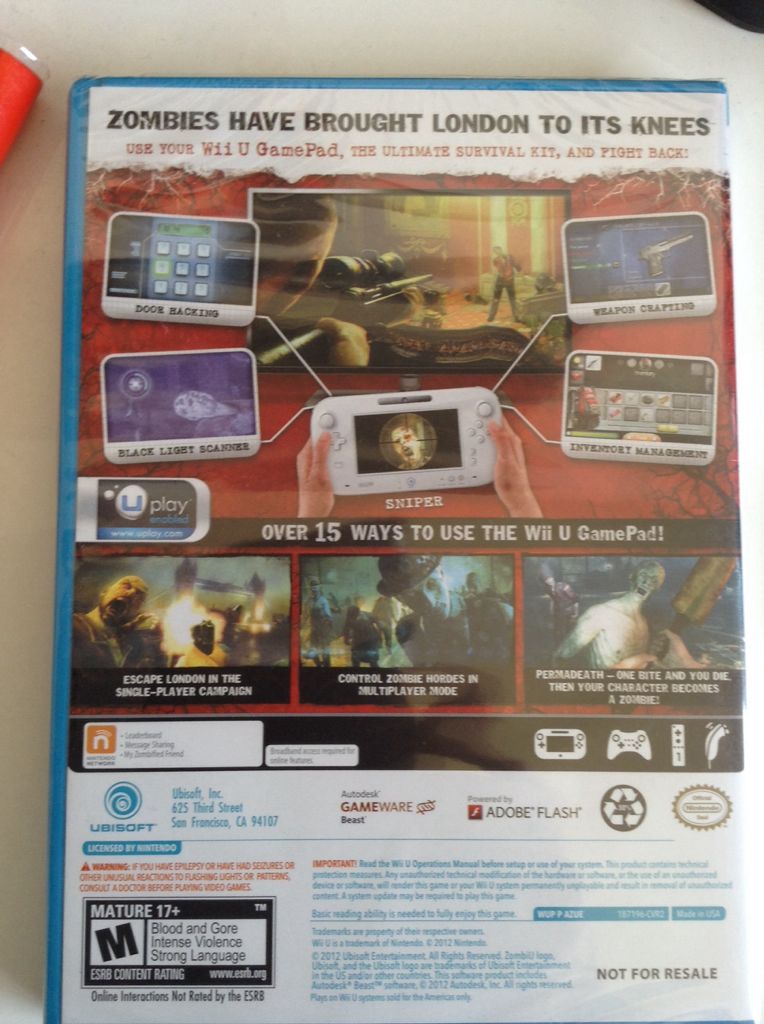 Zombie U - Nintendo Wii U (Ubisoft) video game collectible - Main Image 2