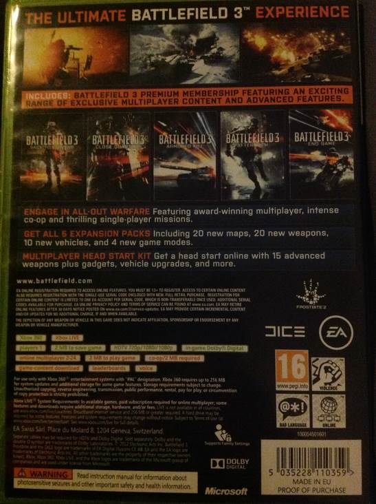 Battlefield 3 Premium Edition - Microsoft Xbox 360 (EA) video game collectible [Barcode 5035228110359] - Main Image 2