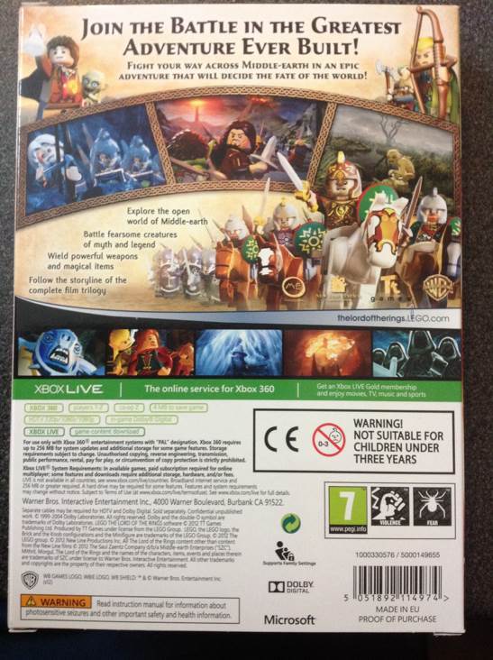 LEGO: The Lord Of The Rings - Microsoft Xbox 360 (1-2) video game collectible [Barcode 5051892114974] - Main Image 2