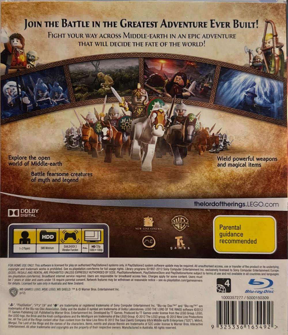 Lego Lord Of The Rings, The - Sony PlayStation 3 (PS3) (1-2) video game collectible [Barcode 9325336165492] - Main Image 2