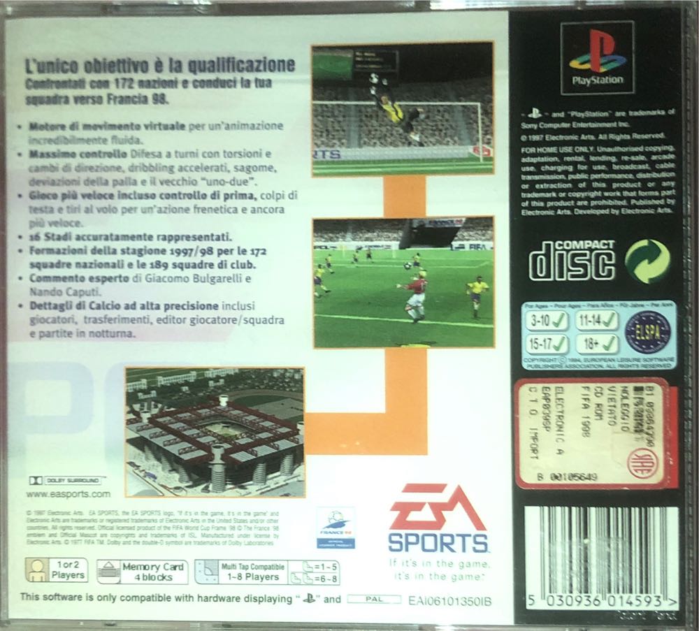 Fifa 98 Road To World Cup - Sony PlayStation (Electronic Arts) video game collectible [Barcode 5030936014593] - Main Image 2