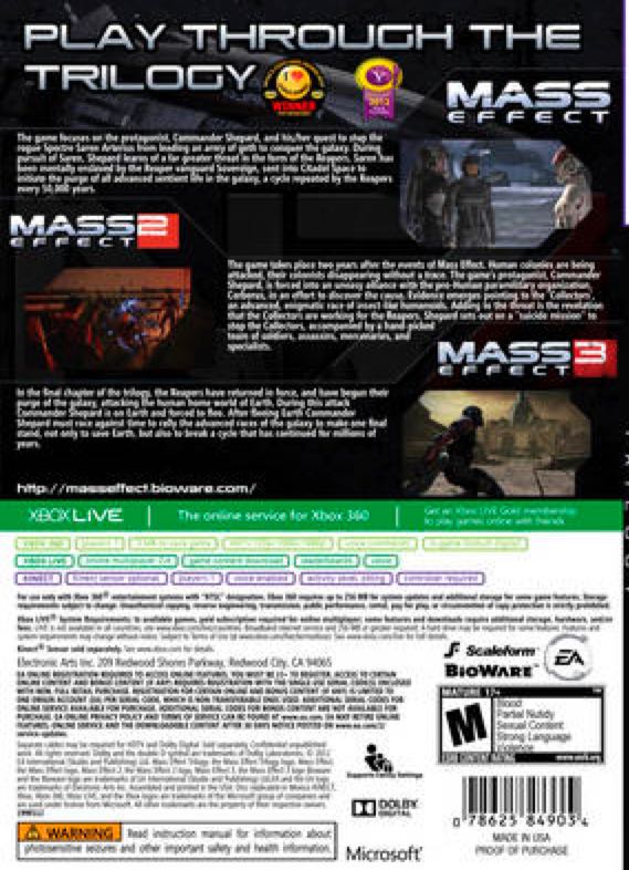 Mass Effect Trilogy - Microsoft Xbox 360 (EA/Bioware) video game collectible [Barcode 5035228111233] - Main Image 2