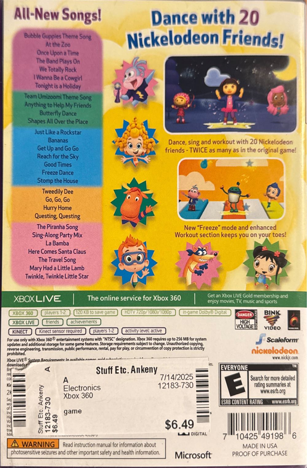 Nickelodeon Dance 2 Kinect - Microsoft Xbox 360 (2K Play - 1-2) video game collectible [Barcode 710425491986] - Main Image 2