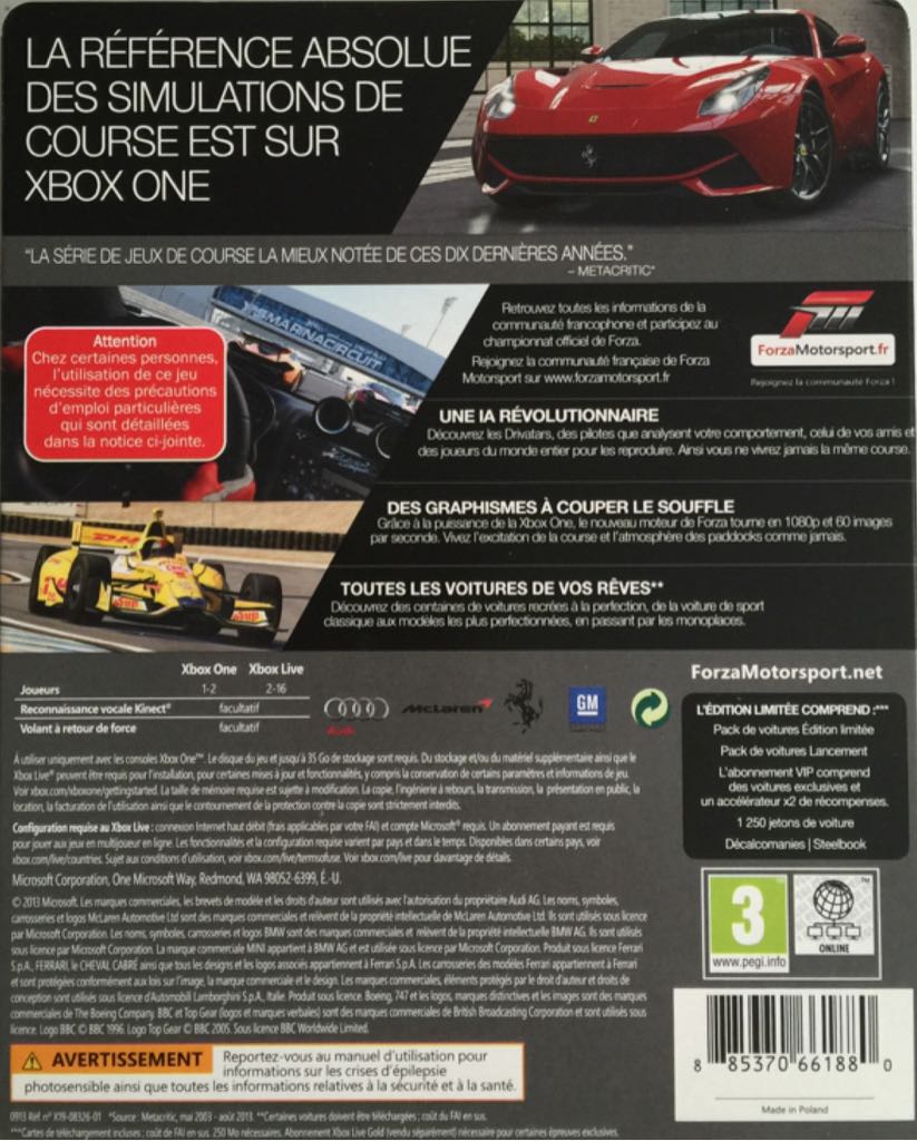 Forza Motorsport 5 Day One - Microsoft Xbox One (Microsoft Games Studios - 1-16) video game collectible [Barcode 885370661880] - Main Image 2