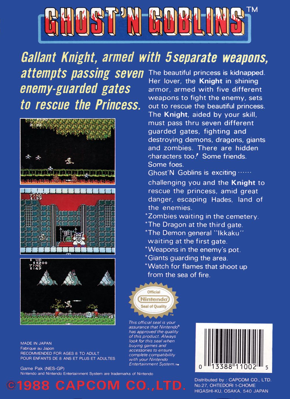 Ghost n Goblins  - Nintendo Entertainment System (NES) video game collectible - Main Image 2