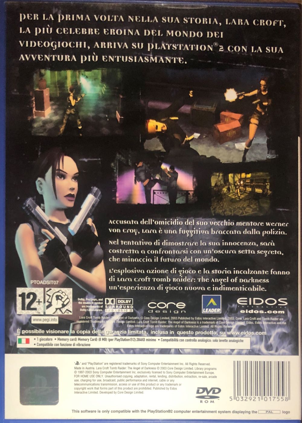 Tomb Raider: The Angel Of Darkness - Sony PlayStation 2 (PS2) (Eidos - 1) video game collectible [Barcode 5032921017558] - Main Image 2