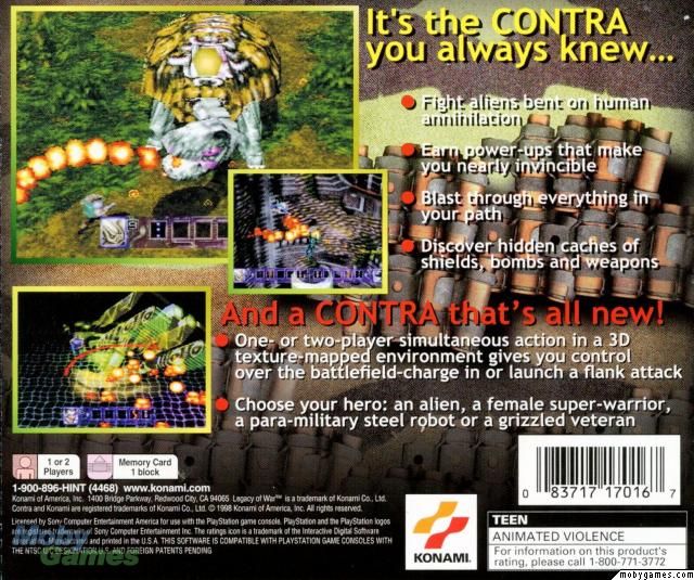 Contra: Legacy of War - Sony PlayStation (Konami - 2) video game collectible [Barcode 083717170167] - Main Image 2