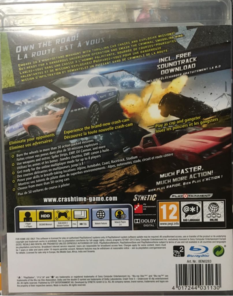 Crash Time 5: Undercover - Sony PlayStation 3 (PS3) (Dtp Entertainment, Atari - 1-4) video game collectible [Barcode 4017244031130] - Main Image 2