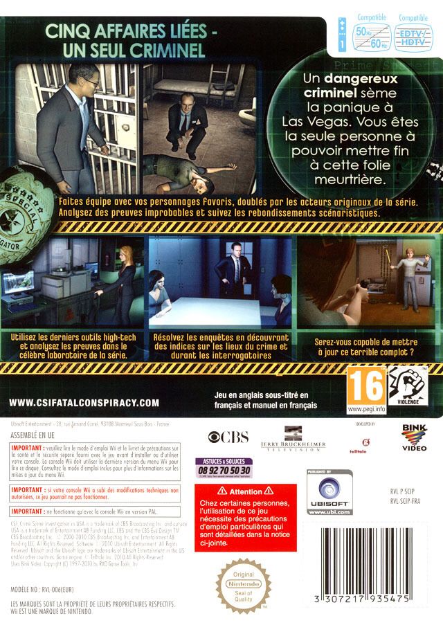 Les Experts : Complot A Las Vegas - Nintendo Wii video game collectible - Main Image 2