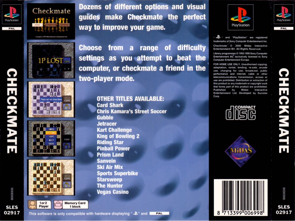 Checkmate - Sony PlayStation (Midas Interactive - 1-2) video game collectible [Barcode 8713399006998] - Main Image 2