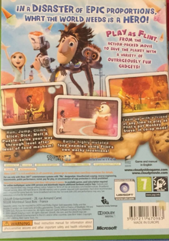 Cloudy With A Chance Of Meat Balls - Microsoft Xbox 360 (Ubisoft) video game collectible [Barcode 3307211670983] - Main Image 2