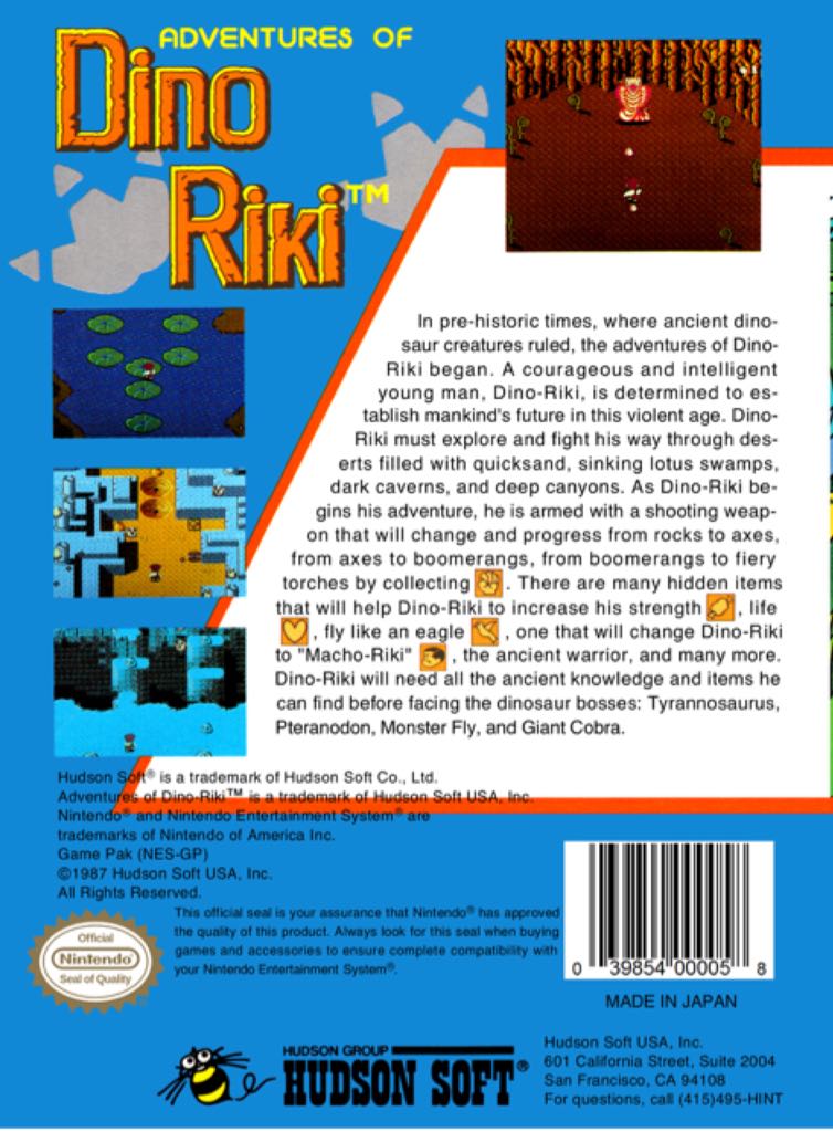 Adventures Of DinoRiki - Nintendo Entertainment System (NES) video game collectible - Main Image 2