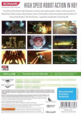 Zone Of The Enders HD Collection Limited Edition - Microsoft Xbox 360 (Konami) video game collectible [Barcode 083717301691] - Main Image 2