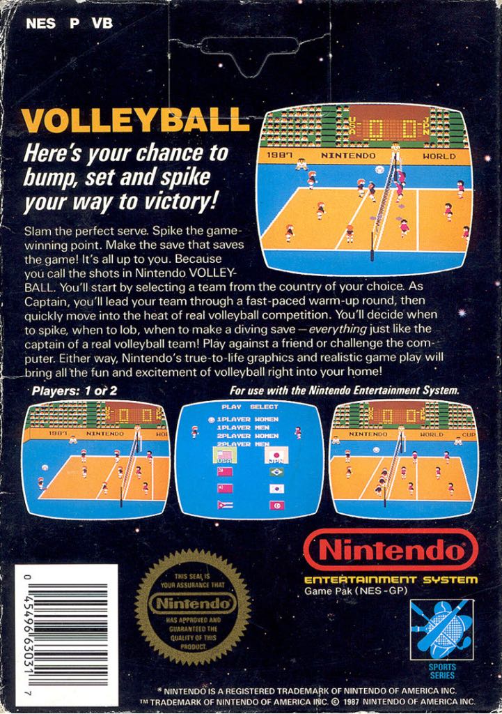 Volley Ball - Nintendo Entertainment System (NES) (Gluk Video - 2) video game collectible [Barcode 8414501013841] - Main Image 2