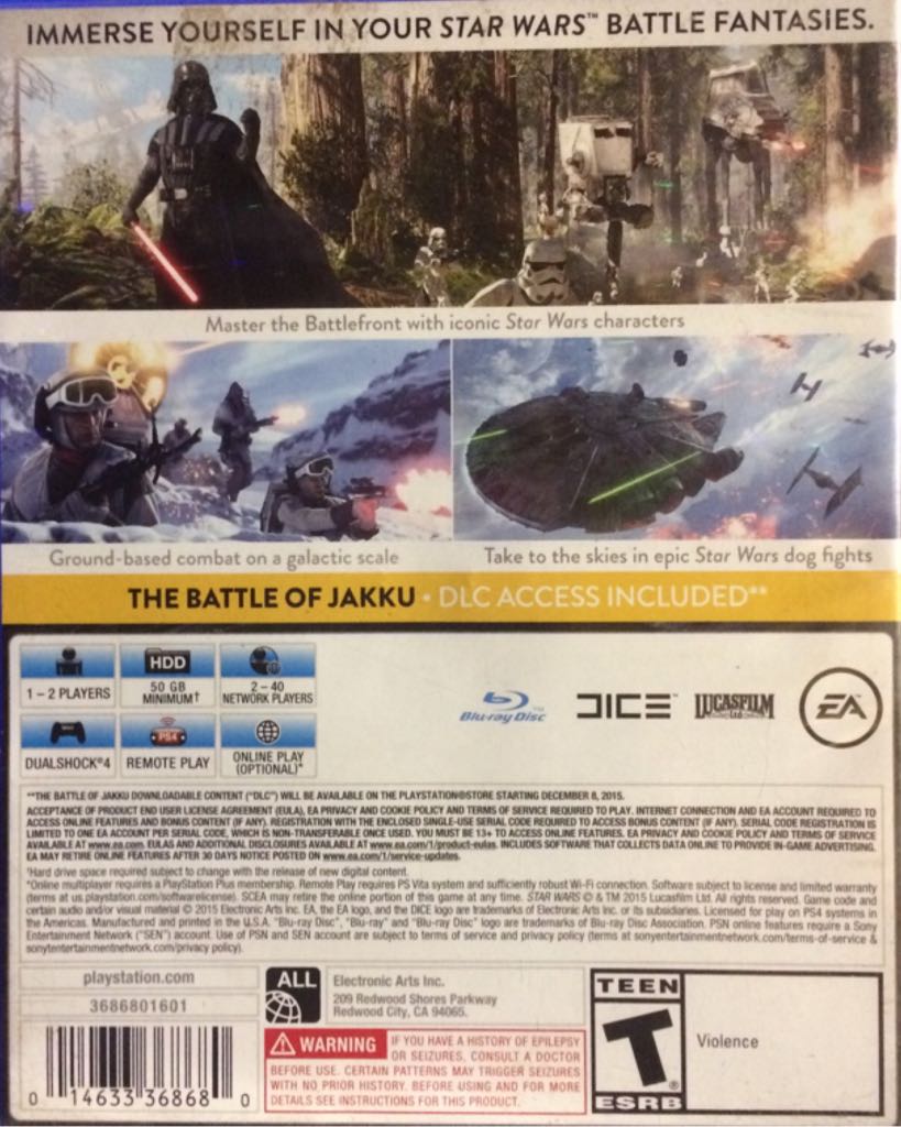 Starwars Battlefront - Sony PlayStation 4 (PS4) ((EA) Electronic Arts) video game collectible - Main Image 2