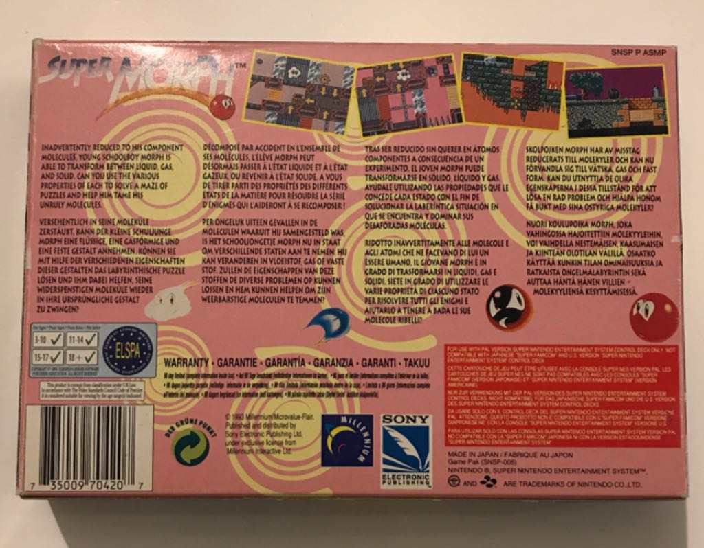 Super Morph - Nintendo Super Nintendo Entertainment System (SNES) video game collectible - Main Image 2