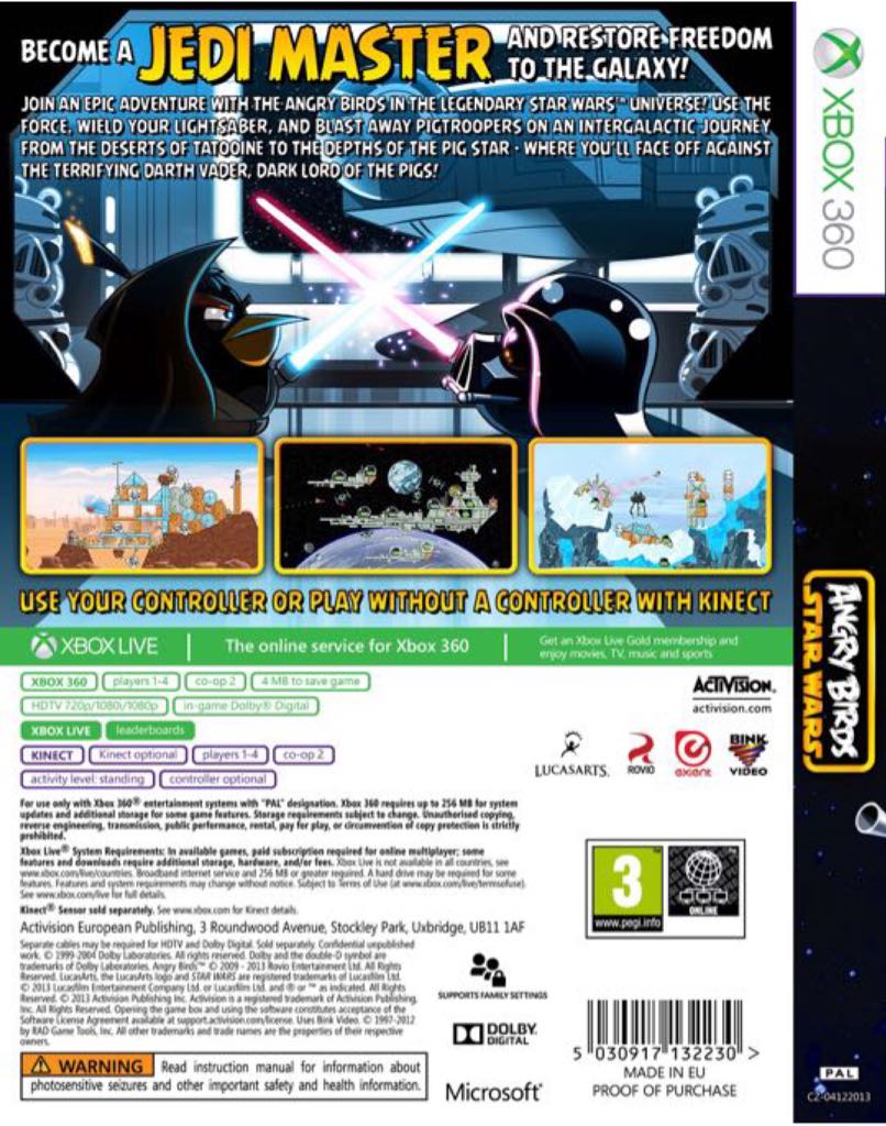 Angry Birds Star Wars - Microsoft Xbox 360 (Activision - 1-4) video game collectible [Barcode 5030917132254] - Main Image 2