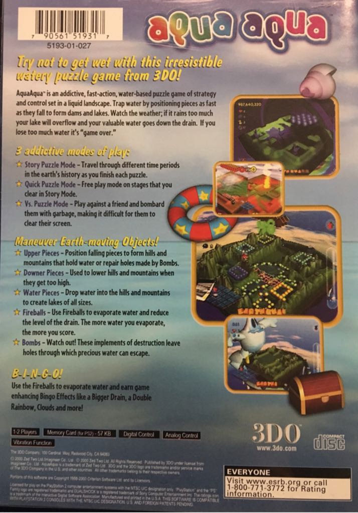 Aqua Aqua - Sony PlayStation 2 (PS2) (3D Platfrom - 4) video game collectible [Barcode 790561519317] - Main Image 2