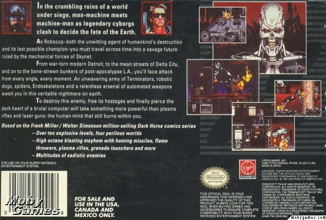 Robocop Vs Terminator - Nintendo Super Nintendo Entertainment System (SNES) (Virgin Interactive Entertainment - 1) video game collectible - Main Image 2