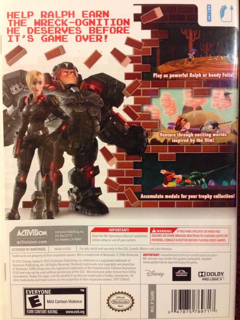 Wreck-It Ralph - Nintendo Wii (Activision - 1) video game collectible [Barcode 047875769717] - Main Image 2