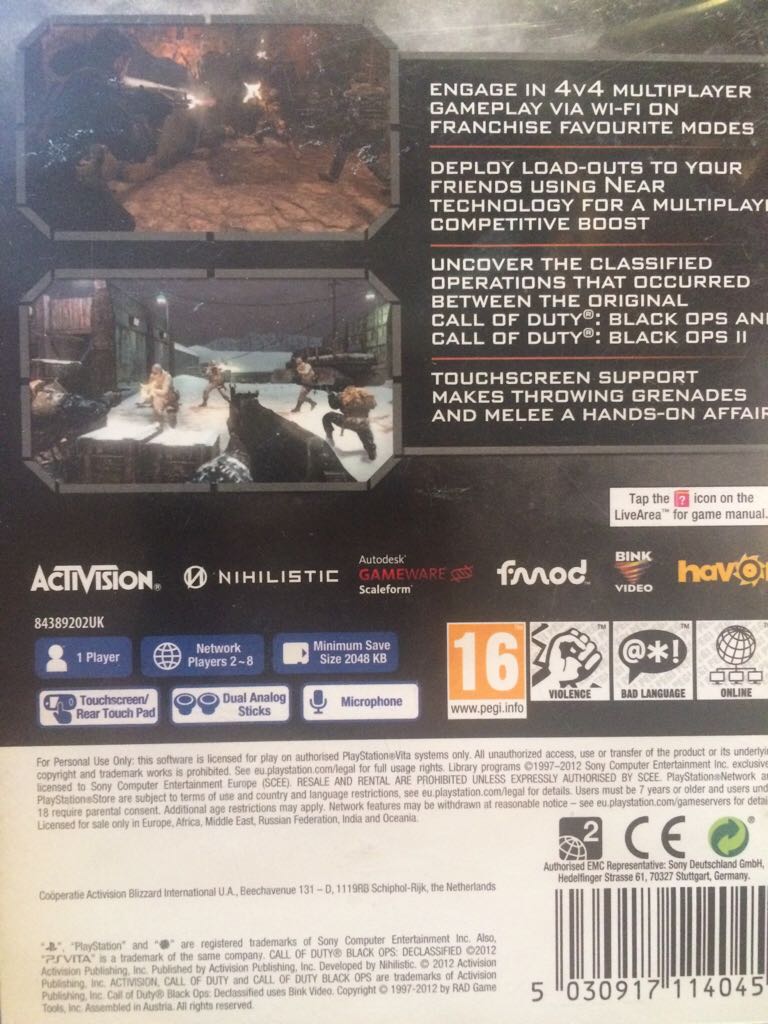 Call of Duty Black Ops: Declassified - Sony PlayStation Vita (PS Vita) (Activision - 1) video game collectible - Main Image 2