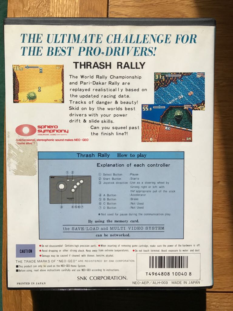 Trash Rally - SNK Neo Geo (Alpha - 1) video game collectible [Barcode 4964808100408] - Main Image 2