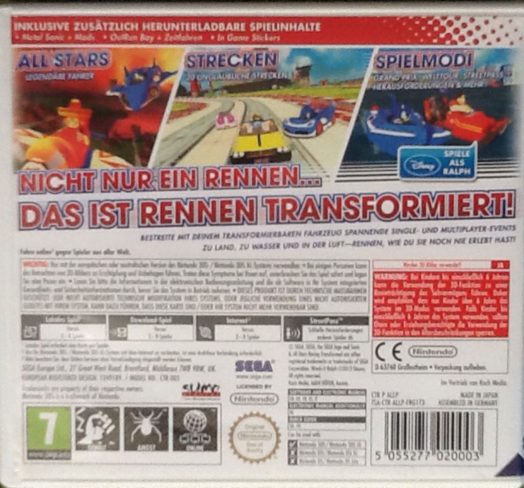 Sonic & All Stars Racing Transformed - Nintendo 3DS (1) video game collectible [Barcode 5055277020003] - Main Image 2