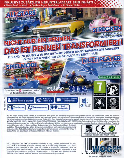 Sonic & All Stars Racing Transformed - Sony PlayStation Vita (PS Vita) video game collectible - Main Image 2