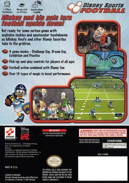 Disney Sports Football - Nintendo GameCube (1-4) video game collectible [Barcode 083717400059] - Main Image 2