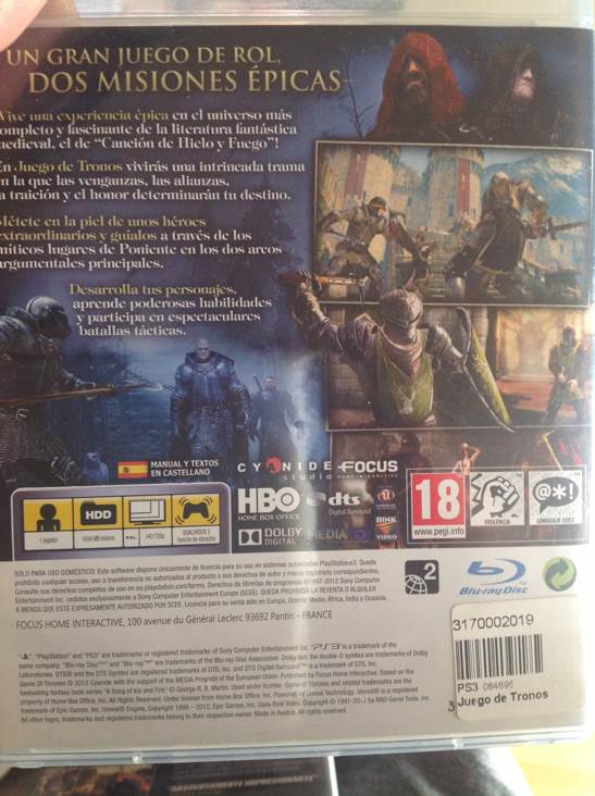 Juego De Tronos - Sony PlayStation 3 (PS3) video game collectible [Barcode 3512899109414] - Main Image 2