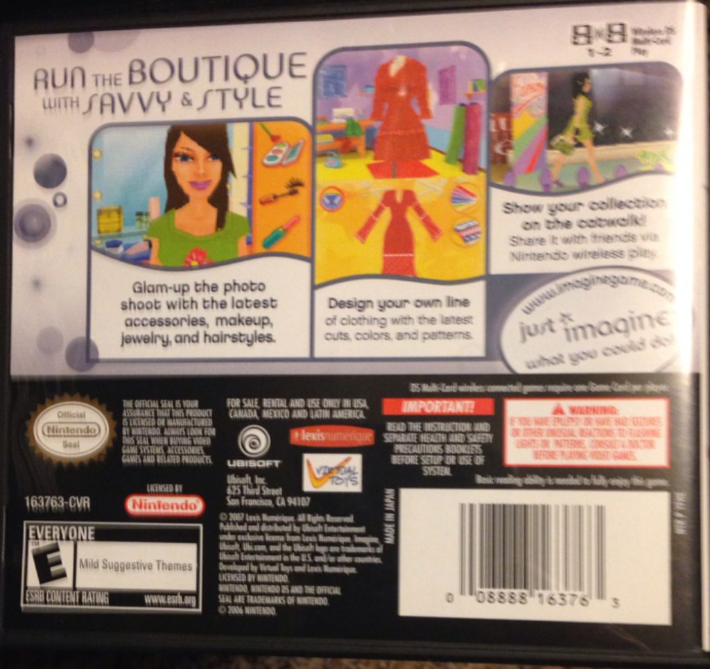 Imagine Fashion Designer - Nintendo DS (Ubisoft - 1) video game collectible [Barcode 008888163763] - Main Image 2