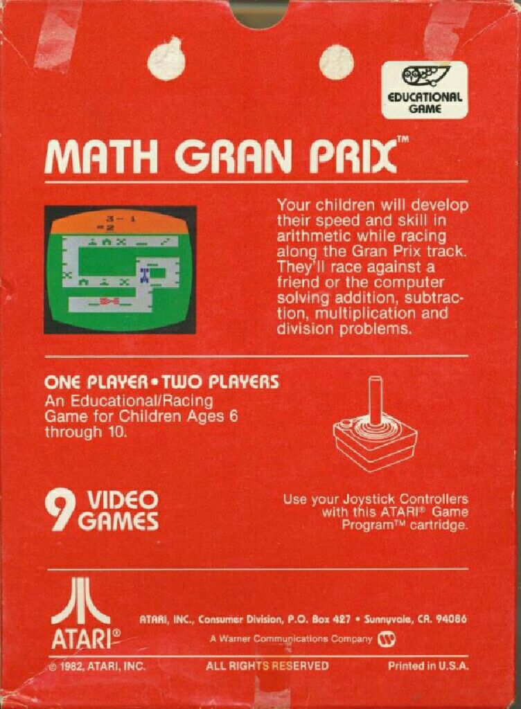 Math Grand Prix - Atari 2600 video game collectible - Main Image 2