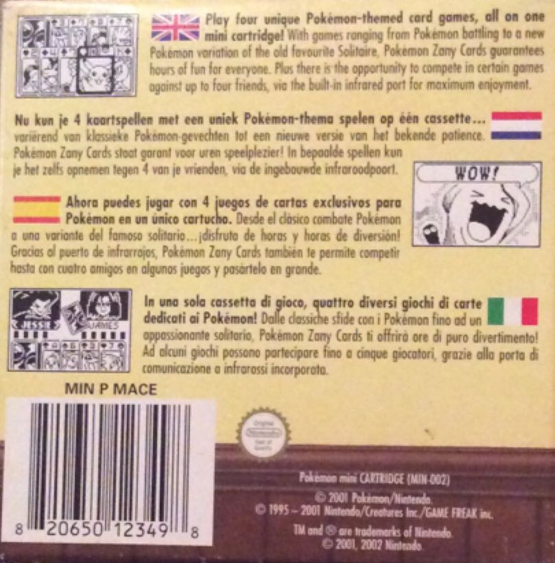 Pokemon Zany Cards - Pokemon Mini (Nintendo - 1-4) video game collectible - Main Image 2