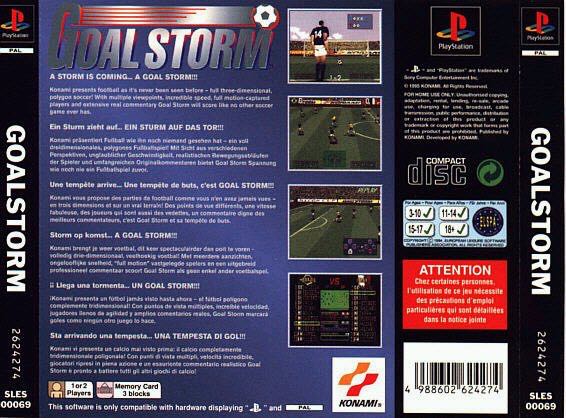 Goal Storm (long box) - Sony PlayStation (Konami - 2) video game collectible [Barcode 083717170013] - Main Image 2