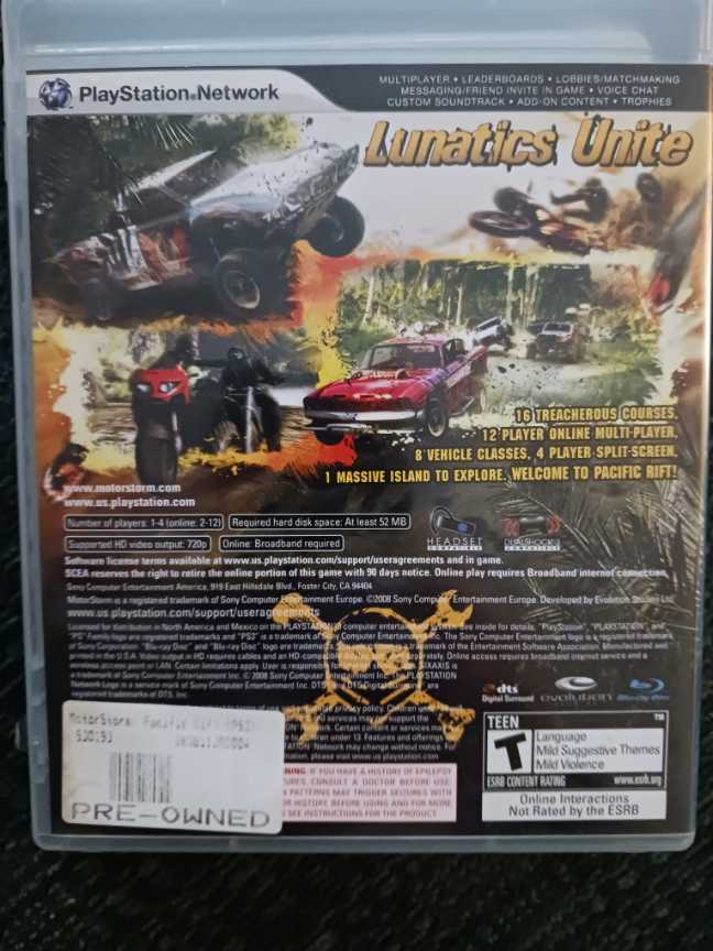 Motor Storm Pacific Rift - Sony PlayStation 3 (PS3) (Evolution Studios - 4) video game collectible [Barcode 1171981552] - Main Image 3