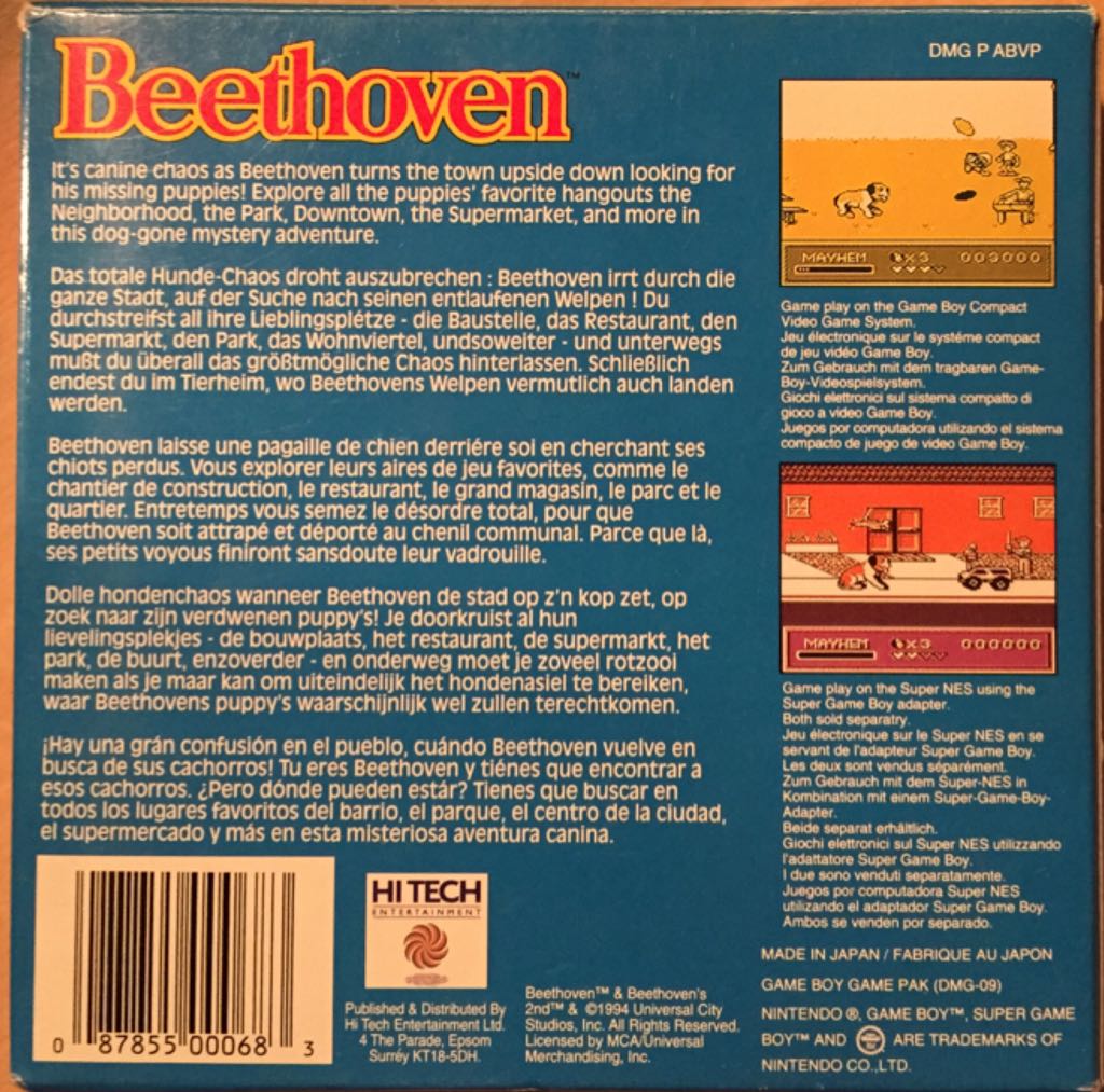 (eu) Beethoven - Nintendo Game Boy (Hi Tech Entertainment) video game collectible [Barcode 087855000683] - Main Image 2