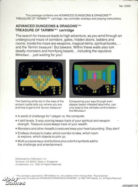 Advanced Dungeon & Dragons: Treasure Of Tarmin  (Mattel Electronics - 1) video game collectible - Main Image 2