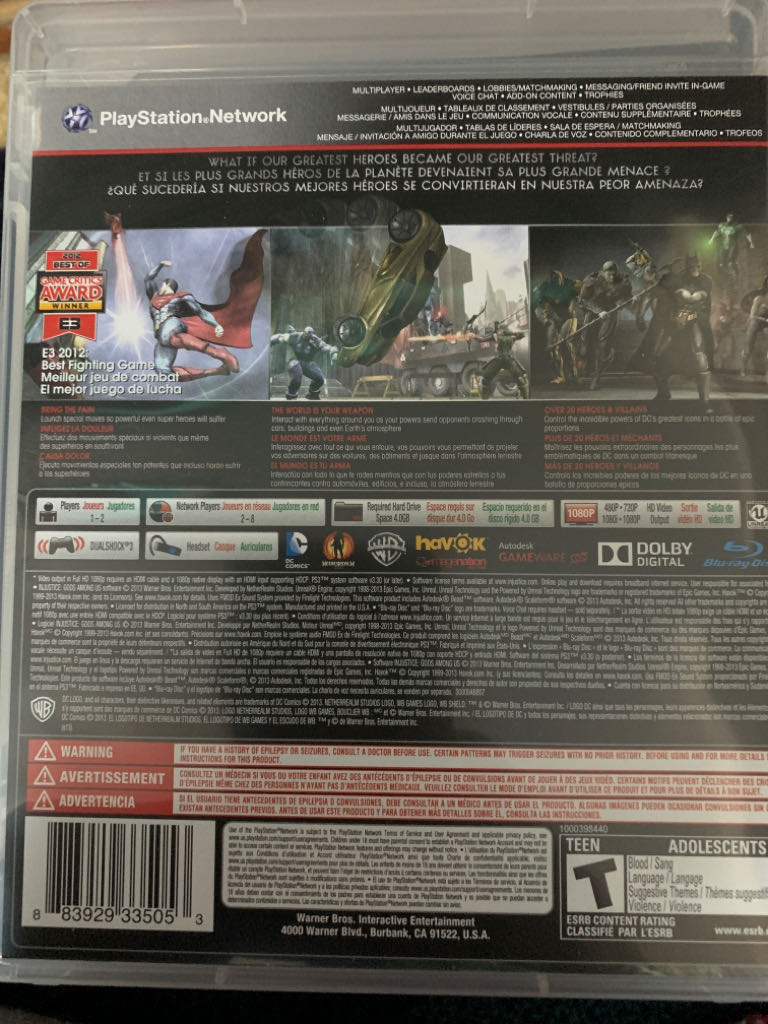 Injustice Gods Among Us Steelbook - Sony PlayStation 3 (PS3) (Warner Bros. Games - 2) video game collectible [Barcode 883929335053] - Main Image 2