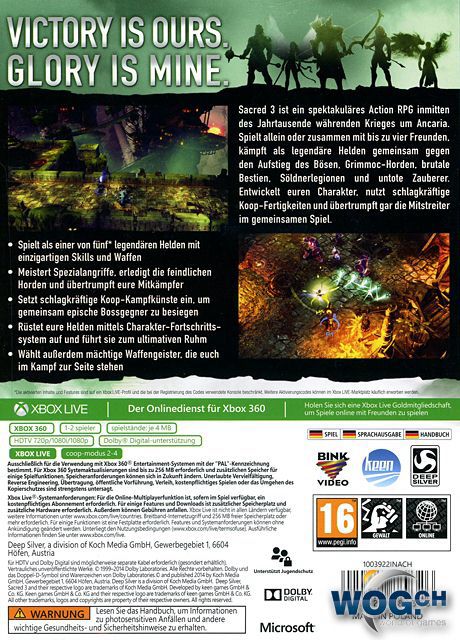 Sacred 3 - Microsoft Xbox 360 video game collectible [Barcode 4020628889005] - Main Image 2