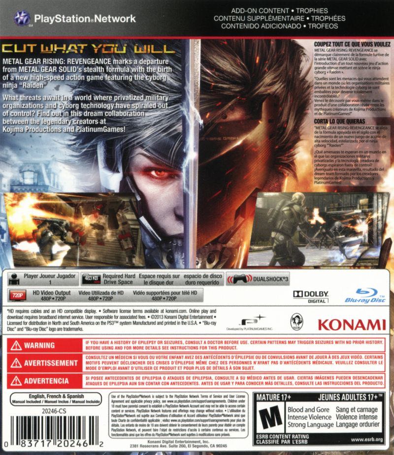 Metal Gear Rising - Revengeance - Sony PlayStation 3 (PS3) (Konami) video game collectible - Main Image 2