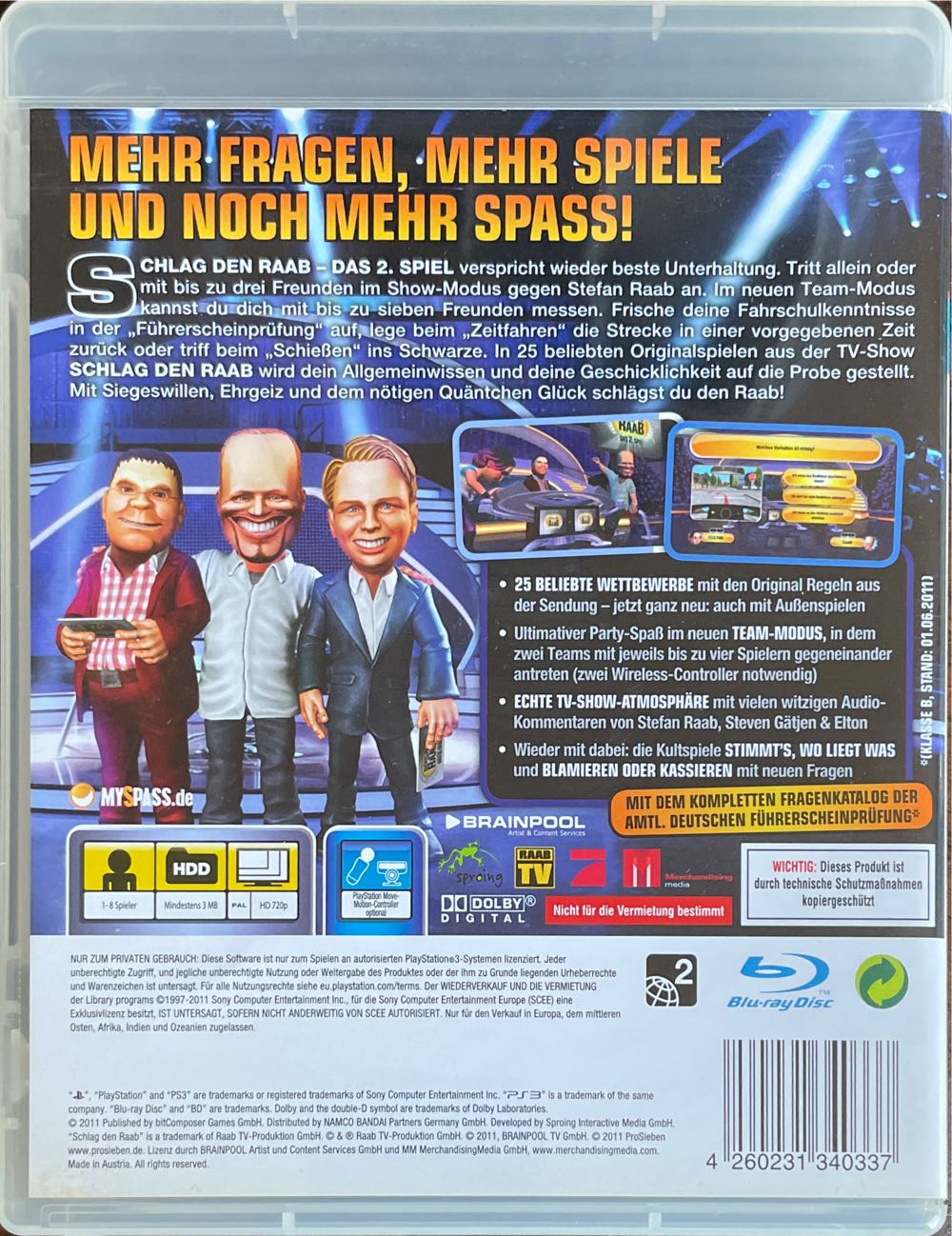 Schlag den Raab: Das 2. Spiel - Sony PlayStation 3 (PS3) video game collectible [Barcode 4260231340337] - Main Image 2
