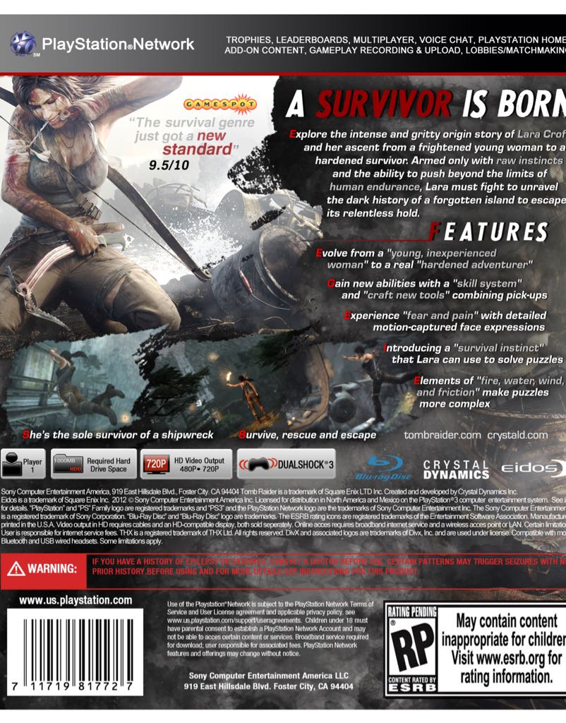 Tomb Raider - Sony PlayStation 3 (PS3) (Square Enix - 1) video game collectible - Main Image 2