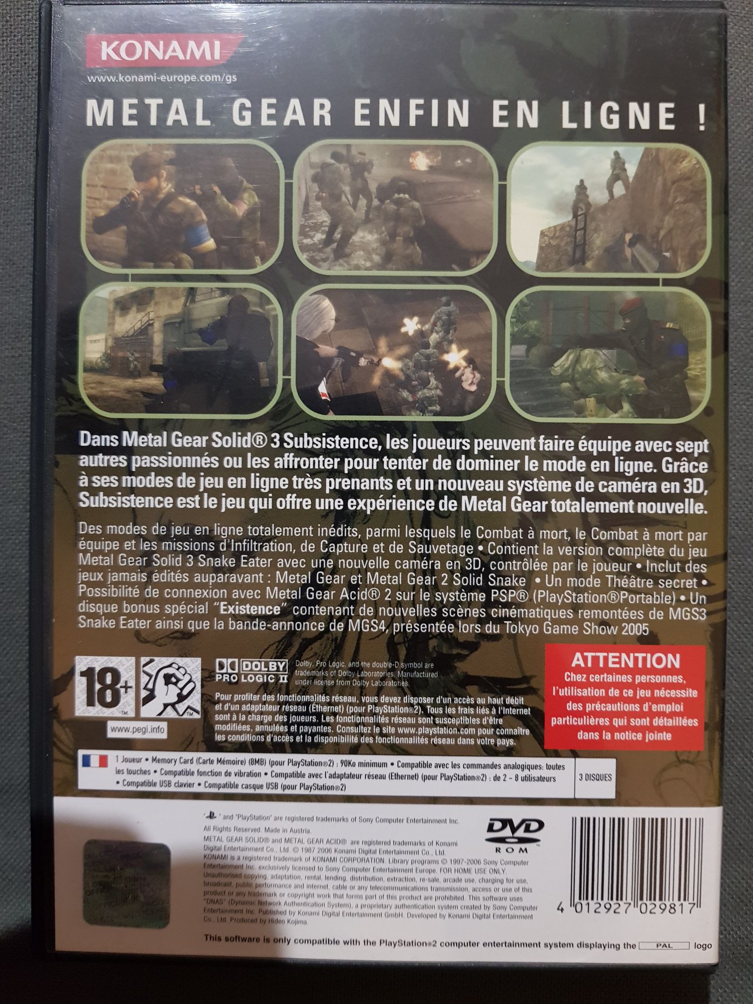 Metal Gear Solid 3: Subsistence - Sony PlayStation 2 (PS2) (Konami - 1) video game collectible [Barcode 4012927029817] - Main Image 2