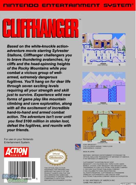 Cliffhanger ($18-$22) - Nintendo Entertainment System (NES) (Image Soft) video game collectible - Main Image 2