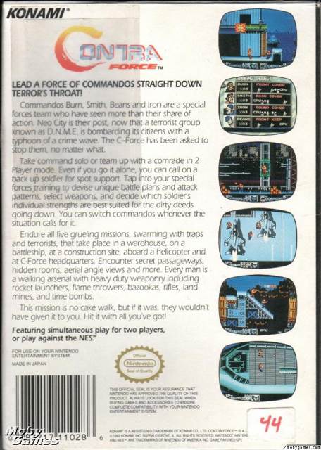 Contra Force ($70-$80) - Nintendo Entertainment System (NES) (Konami) video game collectible - Main Image 2