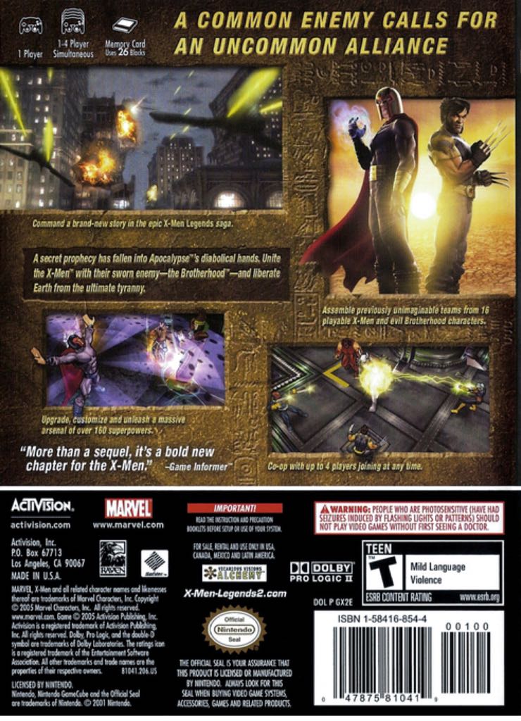 X-Men Legends II: El Ascenso De Apocalipsis - Nintendo GameCube (Activision - 4) video game collectible [Barcode 5030917029448] - Main Image 2