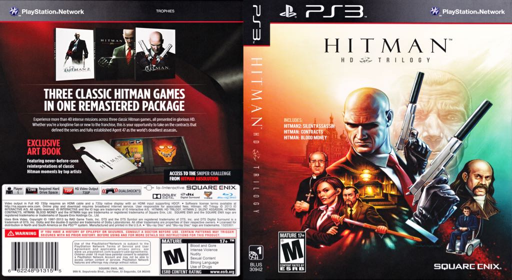 Hitman: Trilogy HD - Sony PlayStation 3 (PS3) (Square Enix - 1) video game collectible [Barcode 662248912240] - Main Image 2