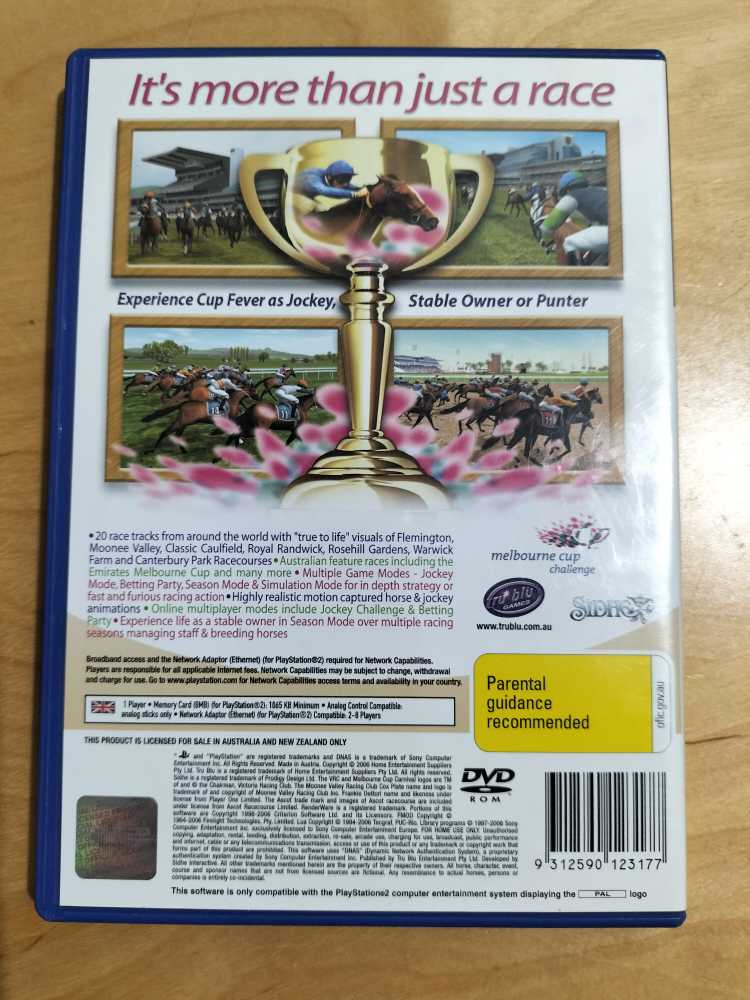 Melbourne Cup Challenge - Sony PlayStation 2 (PS2) (Tru Blu Entertainment - 1) video game collectible [Barcode 9312590123177] - Main Image 2