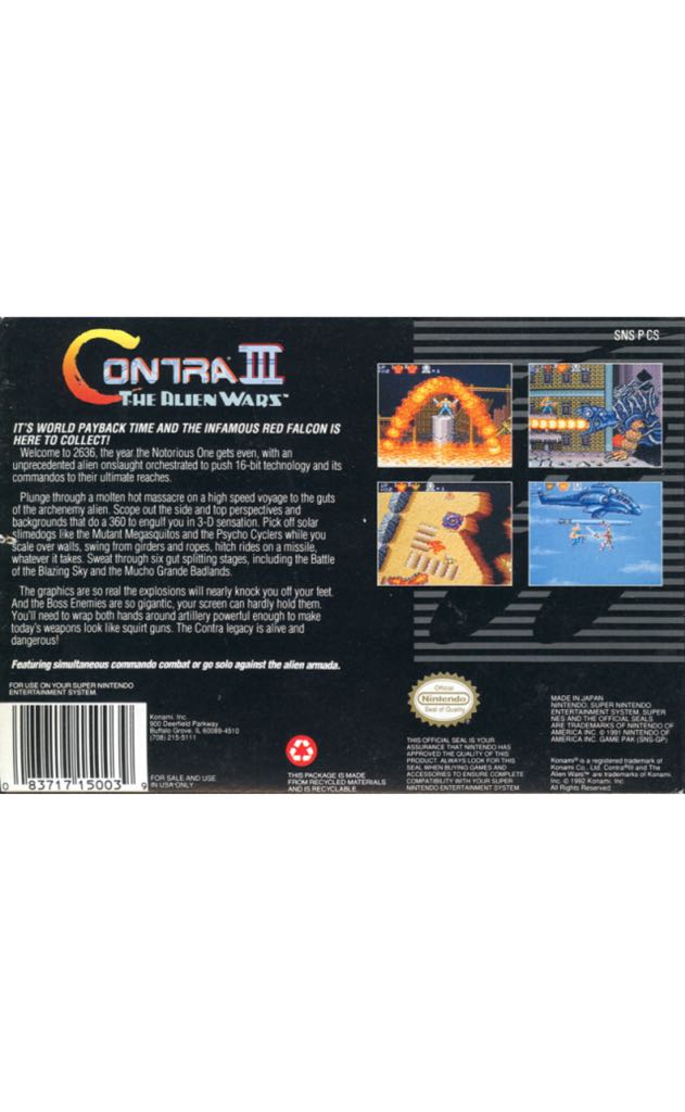 Contra 3 - Nintendo Super Nintendo Entertainment System (SNES) video game collectible - Main Image 2